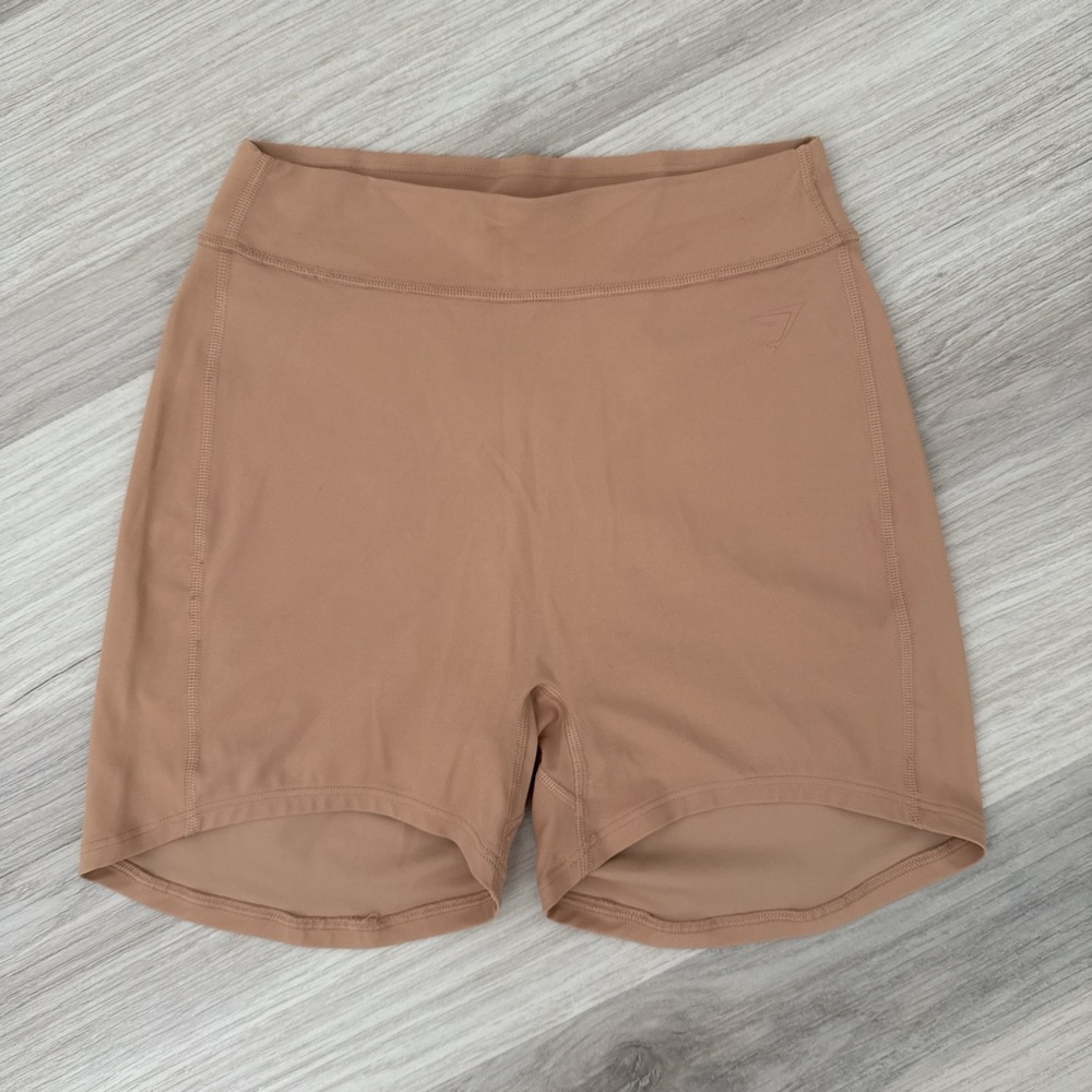Gymshark High-Waist Athletic Shorts in Tan